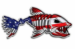 BONE FISH USA FLAG FILL sticker RIGHT