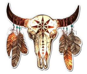 Cow Skull Trendy Native American Ethnic Spiritual Vinyl Sticker