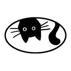 upside down cat oval sticker