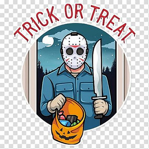 JASON FUNNY TRICK OR TREET HALOWEEN STICKER