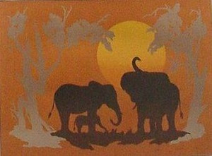 11x15 Animal Elephant Silk Screen Print