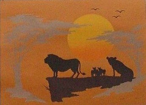 11x15 Animal Lion Silk Screen Print