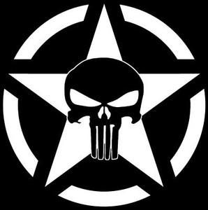army punisher skull die cut decal