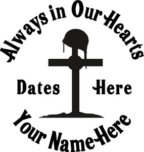 Always in Our Hearts Fallen Soldier Cross Sticker