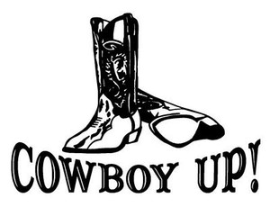 Cowboy Up with Boots Decal