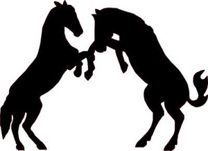 horse fight cowboy western decal