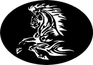 horse oval cowboy western decal