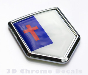 Christian Flag Emblem Chrome Car Decal Sticker