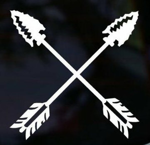CROSSED ARROWS Friendship Union Native American Tribe Tribal Spear Decal Vinyl