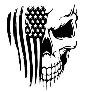 skull with USA FLAG skull decal
