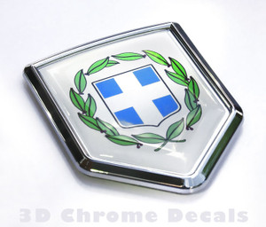 Greece Flag Greek Emblem Chrome Car Decal Bike Sticker