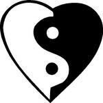 Yin and yang in a Heart Yoga Decal