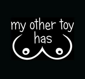 my other toy has boobs sticker