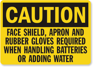 Rubber Gloves Required Caution Sign