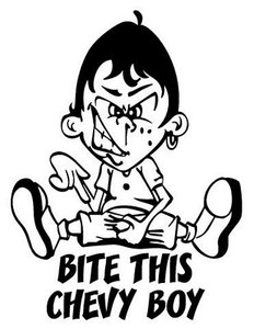 Bite This Chevy Boy funny color auto sticker