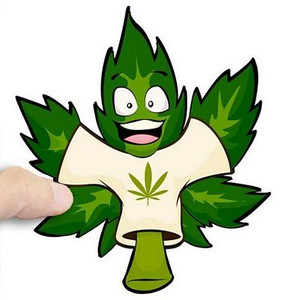happy hemp leaf weed sticker