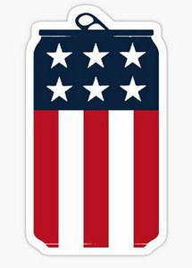 USA FLAG BEER CAN SHAPE FUNNY BEER STICKER