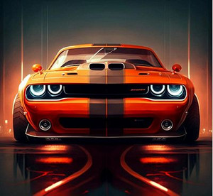 DODGE CHARGER ORANGE ART car pic sticker