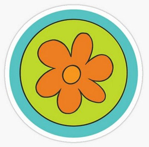 Scooby Round Flower Sticker