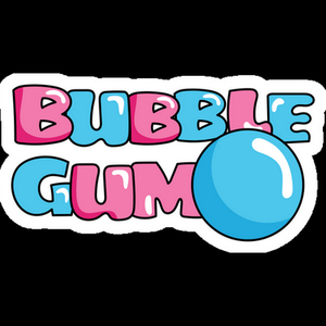 blue pink bubble gum candy sticker