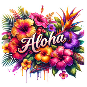 Aloha Hawaiian Flower Sticker
