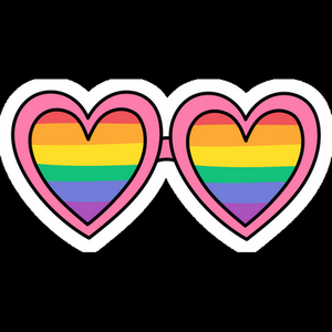rainbow heart glasses LGBTQ sticker