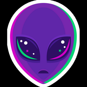 purple alien weatherproof vinyl sticker
