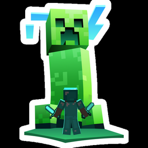 minecraft giant creeper and steve gamer sticker