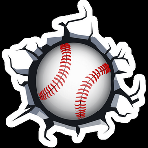 baseball with damage sport sticker