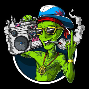 Alien Gangsta weed FLIPPING sticker