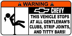 Chevy Funny Warning Sticker Set 3