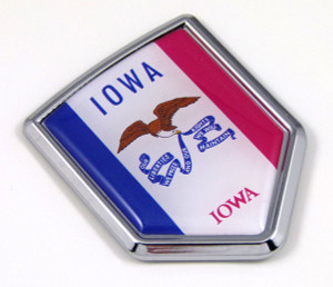 Iowa US state flag domed chrome emblem car badge decal