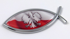 Poland Jesus Fish 3D Auto Emblem