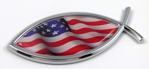 USA Jesus Fish 3D Auto Emblem