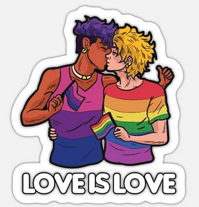 love is love gay couple kissing queer pride sticker