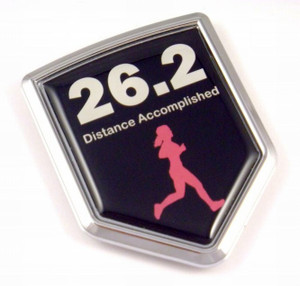 Distance Accomplished Woman Shield 3D Running Chrome Emblem