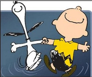 Charlie Brown and Snoopy Dancing Color Decal