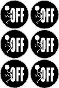 1 FUCK OFF round b&w sticker set