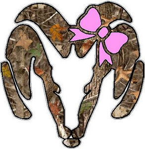 Dodge Ram Head with Bow Decal - NATURE CAMO