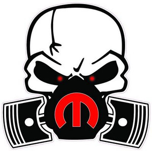 skull mask mopar red WHITE AND BLACK STICKER