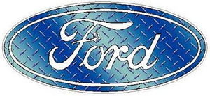 Ford Logo Decal Sticker - Diamond Plate BLUE