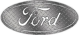 Ford Logo Decal Sticker - Diamond Plate SILVER