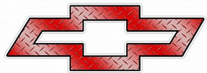 Chevy Bowtie Logo Decal Sticker - Red Diamond Plate