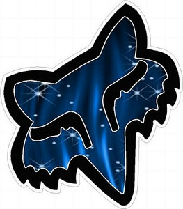 F Head FLAMES Blue auto racing sticker