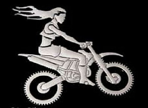 OFF ROAD Girl on Bike Stainless Steel Emblem