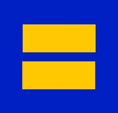 Gay Pride Equal logo EVERYONES EQUAL blue and yellow STICKER