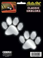 Paw Print Embossed Chrome Decals