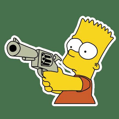 bart simpson WITH A HAND GUN STICKER