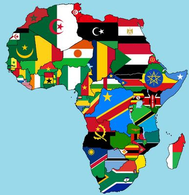 African Map of flags sticker