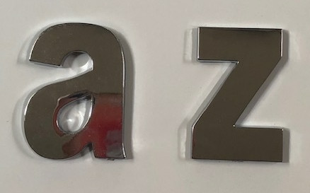 Style 3 Lower Case Chrome Letters a-z 2.2"